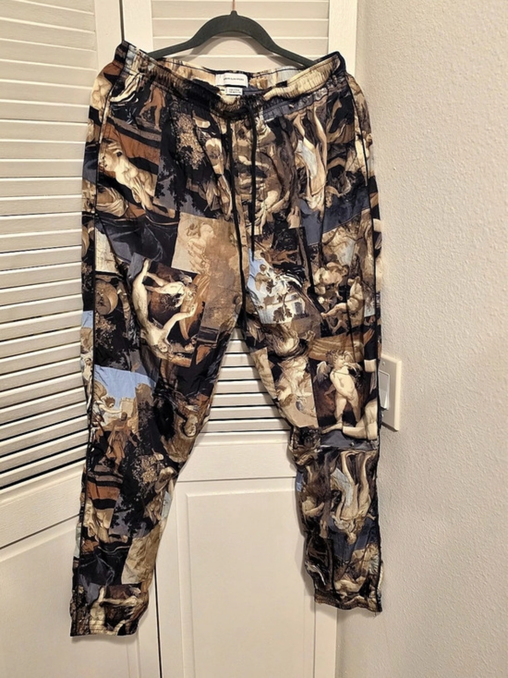 Urban Outfitters Renaissance Art Print Track Pants Brown & Black